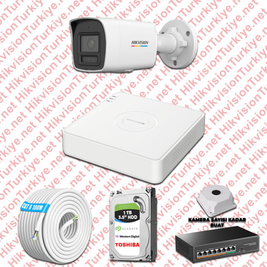 Hikvision 01 İp Güvenlik Kamerası Seti 4mp Colorvu Hibrit